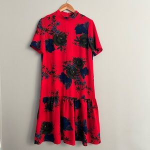 ASOS Jacqueline De Yong Red Floral Dress Size 38